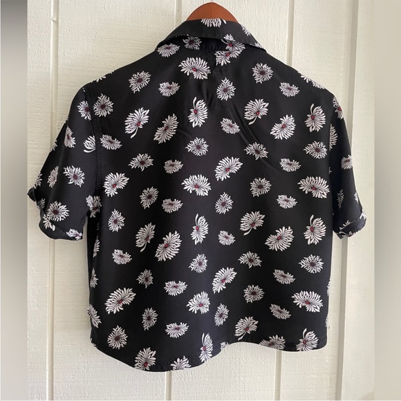 Vans floral blouse button up down shirt flower crop cropped - Picture 6 of 6